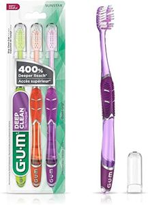 GUM Technique Deep Clean Toothbrush - Compact Soft - Soft Toothbrushes for Adults with Sensitive Extra Fine Bristles, 3ct