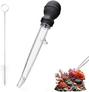 U-Taste Aquarium Pipette Cleaner: 1.5oz Coral Feeder for Fish Tank Cleaning, Manual Feeding Tube, Food Grade Siphon Dropper, Waste Remover with Strong Suction & Stand & Brush (11.98in, Black)