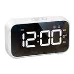 LATEC Digital Alarm Clock for Bedside LED Large Display, 4 Levels Brightness, 8 Volume, 40 Alarm Tones, Snooze, Dual Alarms, 12/24H, Week Display, Loud Alarm Clock (White)