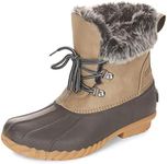 sporto Nalia Women's Winter Boots | Rain & Snow Boots | Waterproof, Insulated, Soft & Warm Fur-Lined, Anti-Slip Boots for Ladies | Mid-Calf Height Boots with D-ring Lace Closure, Taupe, 7