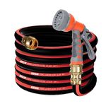 25FT 5/8" Heavy Duty Rubber Garden Hose,Durable Leakproof Hose,High Pressure Garden Leader Hose,KinkFree All-Weather Water Hose,Burst 600 PSI Outdoor Yard Lawn Flexible Car Wash Hose (25FT)