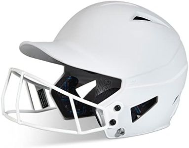 CHAMPRO HX Rise Fastpitch Softball Batting Helmet with Facemask in Solid Color Matte Finish White Medium
