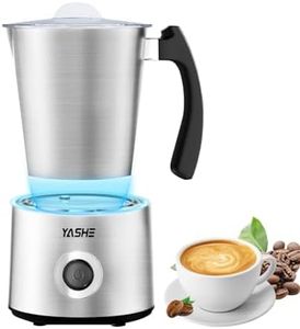 YASHE Milk Frother, 230 ml Milk Steamer and Frother, 550W Hot & Cold Milk Foamer, 4 in 1 Milk Frother Electric, for Latte, Cappuccino, Hot Chocolate, Silent Operation, Dishwasher Safe
