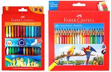 Faber-Castell 48 Triangular Colour Pencils Grip Erasable Crayon Set - Pack of 24 (Assorted)