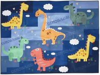 Prosumer's Choice Children's Room Dinosaur Mat - 63''x47'' Kids Play Mat - Polyester and Non-Slip Backing Fabric Dinosaur Rug - Versatile Floor Carpet for Play Area, Bedroom Decor, or Corner - Blue