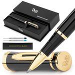 Wordsworth and Black Rollerball Pen - Luxury Pen - 24K Gold Finish, Black Lacquer, Ink Refill, Refillable Gift for Men & Women, Professional Writing, Nice and Fancy Pens and for Work