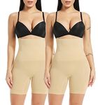 HSR High Waisted Body Shaper Shorts Shapewear for Women Tummy Control Thigh Slimming Technology (Free Size : M/L/XL/XXL) (Size : 32 to 40 Inch) (Cream - Pack of 2)