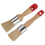 2 Pack Chalk Paint Brush, Chalk and Wax Paint Brush Chalk Paint Tool for Furniture Reusable Flat and Round Chalked Paint Brush for Folk Art Home Décor Wood Projects Furniture Stencils Red