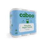 Caboo Tree Free Paper Towels, 6 Rolls, Earth Friendly Sustainable Kitchen Paper Towels with Strong 2 Ply Sheets