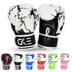 CKE Kids Boxing Gloves for Kids Boys Girls Junior Youth Toddlers Age 5-12 Years Training Boxing Gloves for Punching Bag Kickboxing Muay Thai (White&Black)