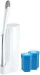 BOOMJOY Disposable Toilet Brush Set Replaceable Head Long Handle Cleaning Scrubber Tool (1x Toilet Brush+16x Blue Brush Heads)