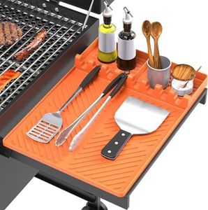 Irayin Tappetino per Attrezzi da Barbecue compatibile con Blackstone, BBQ Griglia Tappetini per Grill Barbecue, Tappetino Spatola in Silicone per Cucina, Barbecue, Cottura(Orange)