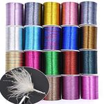 20 Random Colors Flash Lignes Tinsel Fly Tying Material for Nymph Streamer Fishing Flies (20 Spools Flash Tinsel)