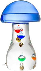 Lily's Home Galileo Thermometer-Mushroom, Measures from 64ºF to 80ºF, Galileo Thermometer for Indoor Home Décor, Galileo Glass Thermometer for Home, Office or Covered Patio -3.15”X5.55”