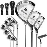 Tangkula 9 Pieces Men's Complete Golf Club Set Right Handed, Includes 460cc Alloy #1 Driver & #3 Fairway Wood & #4 Hybrid & #6/#7/#8/#9/#P Irons, Putter & 3 Head Covers