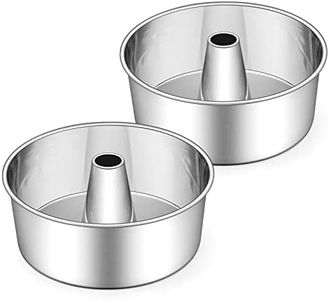 E-far Angel Food Cake Pan Set of 2, 10-Inch Stainless Steel Tube Pan for Baking Pound Chiffon Cake, One-piece Design & Non-toxic, Dishwasher Safe