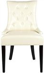 Safavieh Mercer Collection Heather Cream Leather Nailhead Dining Chair, Set of 2