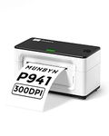 MUNBYN USB Thermal Label Printer 300DPI, 4x6 Shipping Label Printer for Small Business, Amazon, Ebay Esty, Shopify Royal Mail, FedEx, UPS, DPD, 941P, White