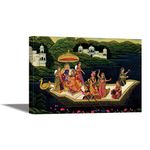 Tamatina Framed Canvas Painting for Home, Living Room, Bedroom, Hall | Radha Krishna Gallery Wrap Wall Art for Home Decor | Size - 36 X 24 Inches