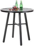 PHI VILLA 28 Inch Patio Table, Outdoor Round Weather-Resistant Metal Bistro Table - Black