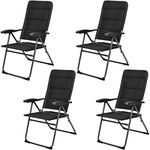 Giantex Set of 4 Patio Chairs, Folding Chairs with Adjustable Backrest, Outdoor Sling Chairs for Bistro, Deck, Backyard, Armchair with Padded Seat, 300 lbs Capacity (4, Black)