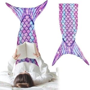 FainFun Manta Cola Sirena Niña, Manta Cola de Sirena, Manta Sirena Caliente, Manta Sofa Niña, Adecuado para Halloween, Navidad, Regalos de Cumpleaños 110 * 46cm