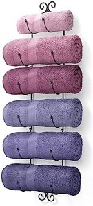 Sorbus Towel Rack Wall Mounted – Metal Towel Holder for Bathroom Wall, Washcloth, Rolled Bath Towels, Spa, Gym, Camper Rv, Shelf Cabinet - 6 Level Wine Rack Wall Mounted for Kitchen Bar, Wine Cellar
