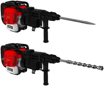 Marteau-Piqueur Burineur Moteur à Essence 2 Temps - 37.7 CC - 6500 Tours/minutes - Force Frappe 1500 à 2000 coups/min - Démolition, Construction, Rénovation [Trousse d'Outils & 2 Embouts INCLUS]