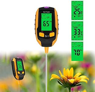 Justmetr [Upgraded] Soil PH Meter, 4-in-1 Soil Tester Moisture, Digital Plant Thermometer Test, Moisture Meter Light and PH Tester for Potted Plants, Gardens, Lawns
