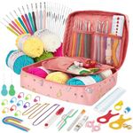 YINVA Crochet Hooks Set for Beginners Adults Crochet Kits Knitting Kit Ergonomic Metal Crochet Hooks Knitting Accessories Tools Crochet Wool Yarn Storage Case Needles Crochet Starter Kit