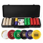 SLOWPLAY Godel 14g Clay Poker Chips Set for Texas Hold’em, 500 PCS [with Numbered Values] Features a High-end Chip case with Extra Durable German Polycarbonate Shell, for Poker Players