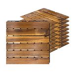 Acacia Hardwood Interlocking Deck Tiles - Oak Straight - 12"×12" 9pcs - Floor Tiles for Patio and Deck Use Natural Wood Outdoor Decking and Flooring, Rain and Weather Resistant, Heavy Duty