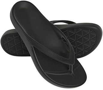 LightFeet Arch Support Flip Flops – Australian Podiatrists Designed FlipFlops for Women & Men Prevent Tired Aching Legs | Unisex Orthotic Plantar Fasciitis Flip Flops Made From Recycled Materials, Black, 8 Women/7 Men