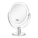 CLSEVXY Vanity Makeup Mirror with Stand, 1X/15X Magnification Double Sided 360 Degree Swivel, Portable Table Desk Counter top Magnifying Mirror, Bathroom Shaving, 6.25 Inch