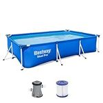 Bestway Steel Pro Rectangular Kids Pool with Steel Frame and Filter Pump, 300 x 201 x 66 cm