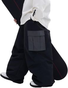 SNOWVERB Womens Mens Super Baggy 15K Waterproof Ski Snowboard Pants Mountain Freestyle Insulated Windproof Snow Pants Navy Blue