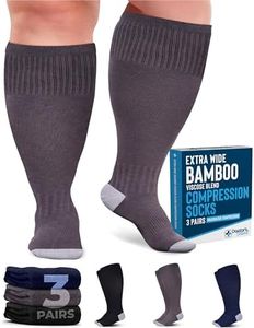 Doctor's Select 3 Pairs Plus Size Compression Socks Wide Calf | Bamboo Viscose Knee High Socks for Circulation Support | Wide Compression Socks | Black, Gray, Navy