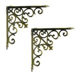 NACH 2 Pack Heavy Duty Cast Iron Victorian Shelf Bracket, Antique Gold, Medium 10.5x1.9x10.5 Inches, L-Shaped, JS-90-062G by North American Country Home