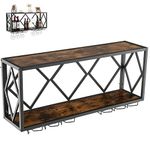 GiantexUK Wall Mounted Wine Rack, 2-Tier Floating Wine Storage Shelf Rack with 6 Rows of Glass Holders, Metal Frame Bottle Display Holder for Kitchen Dining Living Room Bar Cellar