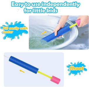 KAHEIGN 6-Pack Foam Water Pistols for Kids – 33cm, Mixed Colors, Outdoor Pool & Beach Toy