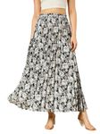 OTABU | Embrace Effortless Elegance | Stylish Printed Skirt | Floral Print Pleated Maxi Skirt for Women | Perfect Black