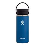 HYDRO FLASK - Travel Coffee Flask 473 ml (16 oz) - Vacuum Insulated Stainless Steel Travel Mug with Leak Proof Flex Sip Lid - BPA-Free - Wide Mouth - Cobalt