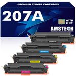 Amstech 4-Pack 207A 207X (With Chip) Toner Cartridge Multipack for HP Color LaserJet Pro MFP M283fdw M255dw M283fdn M282nw M255nw W2210A W2211A W2212A W2213A Ink - Black Cyan Yellow Magenta