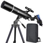 Telescopes for Adults Astronomy, 80mm Aperture 600mm Refractor Telescope for Kids & Beginners, Compact and Portable Travel Telescopio with Backpack