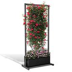 Garden Metal Trellis for Climbing Outdoor Plants - 5.5 Ft with 11-Gallon Grow Bag on Wheels - for Tomatoes, Cucumbers, and Peas