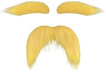 AXEN Fake Mustache and Eyebrows, Self Adhesive Fake Beard Mustaches Bushy Eyebrows, Funny Cosplay Costume Accessories, Yellow