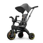 DOONA Liki Baby Trike S1 - Premium Foldable Toddler Tricycle with parent handle for ages 10 Months to 3 Years - Grey