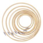 Worown 8 Sizes (10, 13, 15, 18, 20, 23, 26 & 30cm) Bamboo Embroidery Hoops, Adjustable Sewing Circle Rings, Wooden Round Cross Stitch Hoops for Hand Sewing Crafts