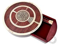 House Of Cribbage Round Shape 4 Tracks Continuous Cribbage Board Maple / Bloodwood With Push Drawer & Place For Skunks, Corners & Won Games