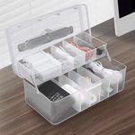 Colacoo Electronics Organizer Box - Double Layers Cable Organizer Box with Lid and 11 Compartments, Clear Cord Organizer Case Electronic Accessories Case Desk Organizer Box